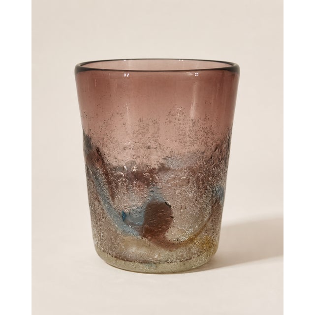 Contemporary Ryukyu Bubble Glass Tumblers by Seiichiro Inamine, Set of 2 For Sale - Image 3 of 13