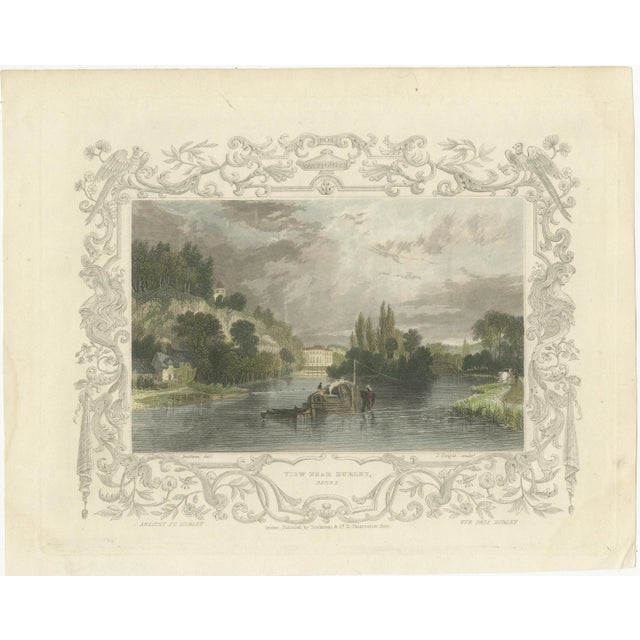 Antique engraving of the Thames near Hurley, Berkshire, Tombleson, c.1832–1834 This charming antique engraving presents a...