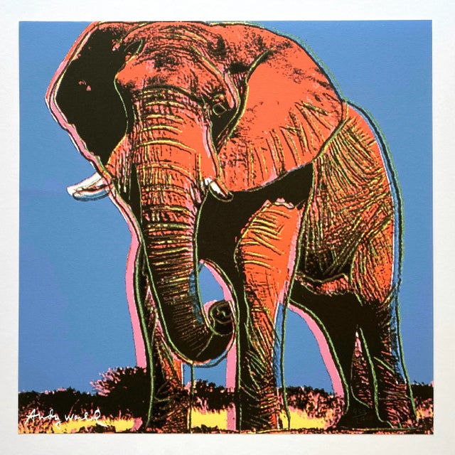 This Andy Warhol rare vintage 1986 limited edition Endangered Species large fine art lithograph print " African Elephant "...