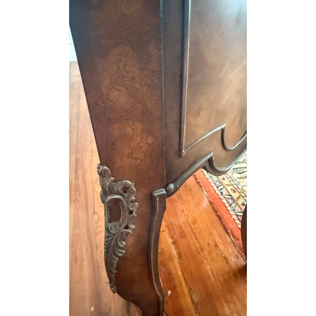 1970s Monumental Mastercraft Burl Wood & Black Marble Console Table, 80” For Sale - Image 12 of 16