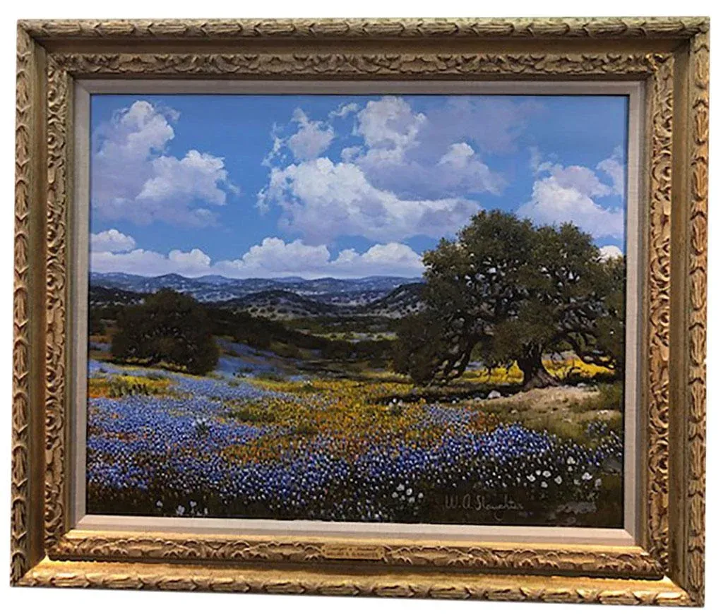 【S12号】good blue(portrait_s) 原画 oil paint 1970s-texas-bluebonnets-