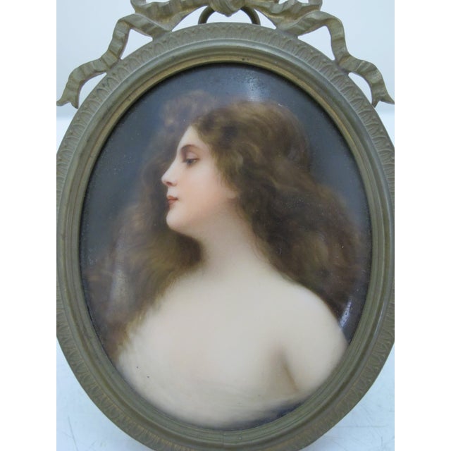 Art Nouveau Art Nouveau Hand Painted Miniature Portrait After Angelo Asti Italian Painting For Sale - Image 3 of 6