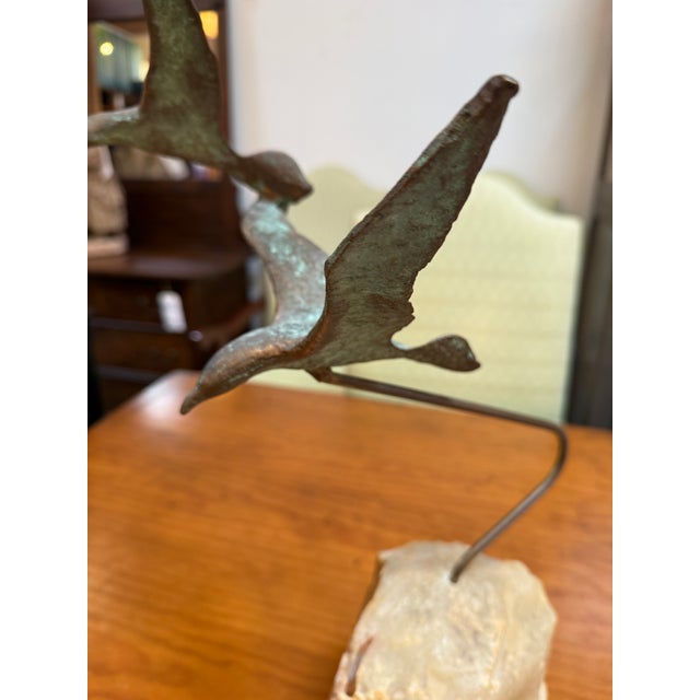 Metal Curtis Jere Style Birds in Flight Brass Sculpture on Onxy, Mid 20th Century For Sale - Image 7 of 12