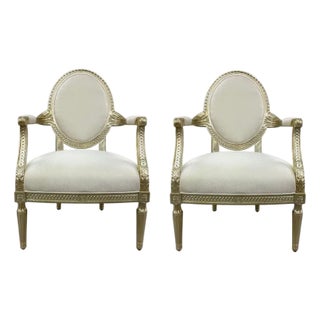 Caracole Signature French Modern Champagne Silver Gilded Occasional Chairs Pair For Sale