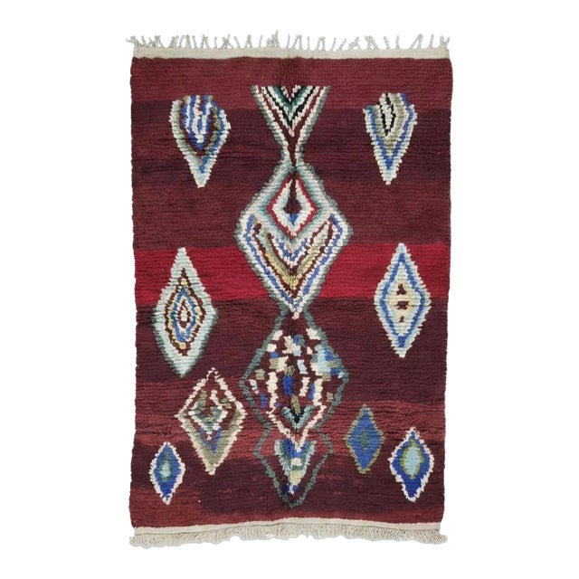 Red Handwoven Berber Wool Rug - 8.5 X 5.9 Ft For Sale