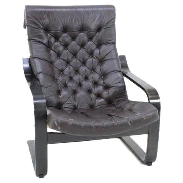 Finnish Leather Armchair, 1972 For Sale