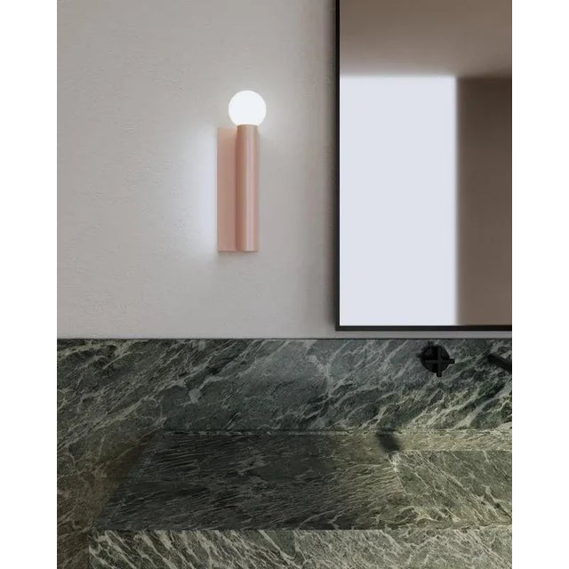 Pink tube and rectangle wall light by atelier areti dimensions: d 12 x w 10 x h 30 cm. Materials: powder-coated metal. If...