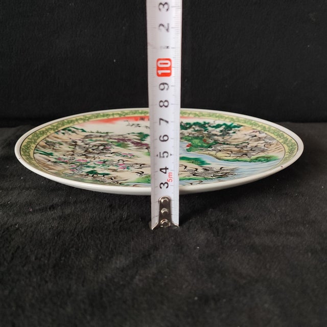 White Chinese Ceramic Plate,Famille Rose Porcelain Plate Hand Painted Hundreds Cranes Pattern For Sale - Image 8 of 10