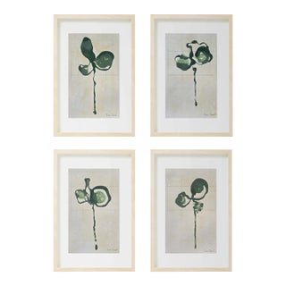 Set of 4 - Contemporary Dark Green Botanical Organic Modern 'Fern Studies' Original Oil Paintings For Sale