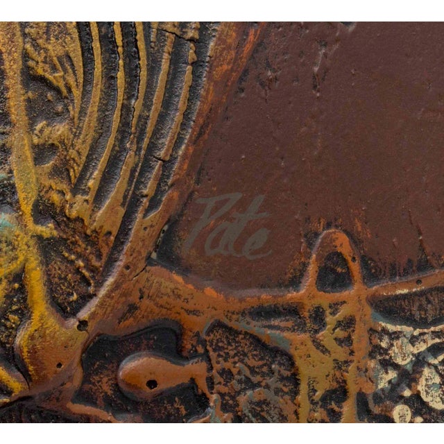 Orange Signed Owl and Full Moon Mixed Media on Panel For Sale - Image 8 of 9