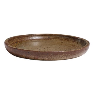 1970s Belgium Tan Ceramic Platter For Sale
