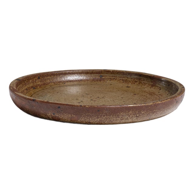 1970s Belgium Tan Ceramic Platter For Sale