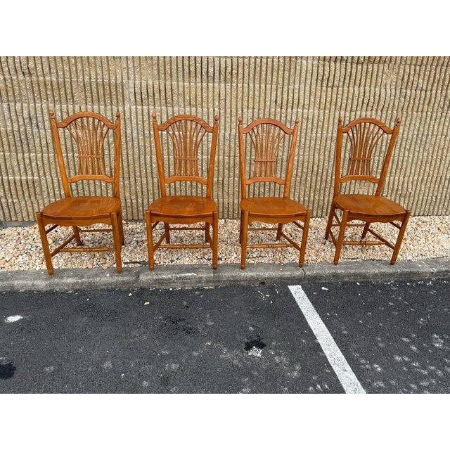 Tom Seely Solid Oak Country French Wheat / Sheaf Back Dining Side Chairs. Set of 4, High Quality , American Made Sturdy...