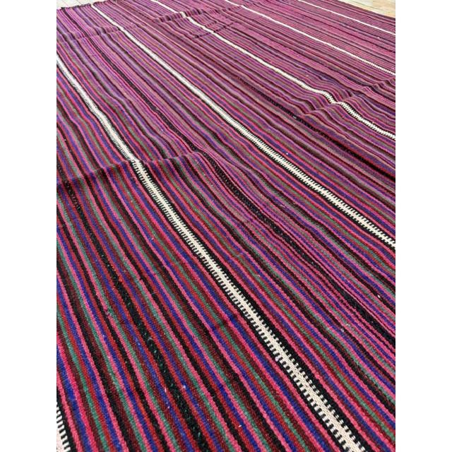 Mid-Century Modern 1950s Colorful Field Geometric Modern Turkish Kilim Flatweave Wool Small Rug For Sale - Image 3 of 6