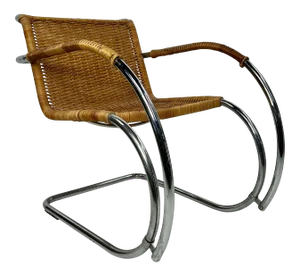 Mies Van Der Rohe Mr20 Chrome & Wicker Lounge Chair