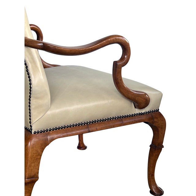 Pair English Queen Anne Style Carved Walnut Shepherd's Crook Armchairs For Sale - Image 12 of 14