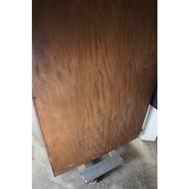 1940s Mid Century Walnut Burl Carved Library Bookcase Bookshelf Cabinet Drawers 58" For Sale - Image 13 of 14