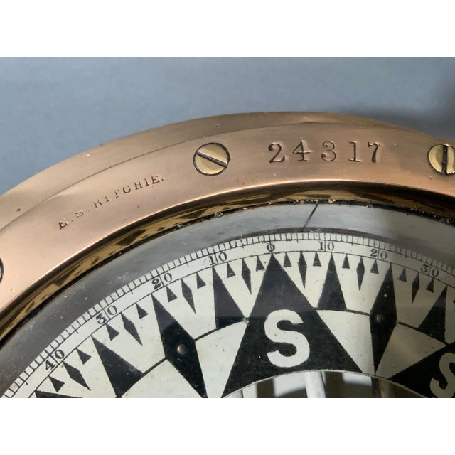 Outstanding Solid Brass Yacht Binnacle circa 1920 For Sale In Boston - Image 6 of 9