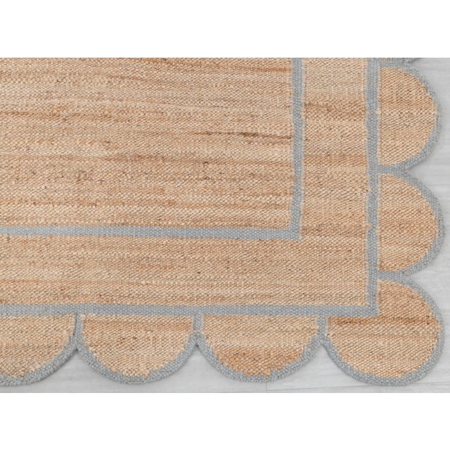 Gray Jute Wool Premium Handwoven (Not Braided) Scalloped Rug 2x4Ft. For Sale - Image 9 of 12