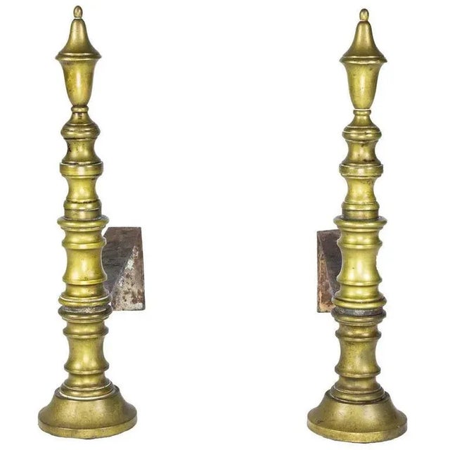 Brass Pair of Early 20th Century French Brass Andirons For Sale - Image 8 of 8