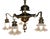 Art Deco French Brass Five-Light Chandelier with Opaline Glass Shades, 1920s For Sale