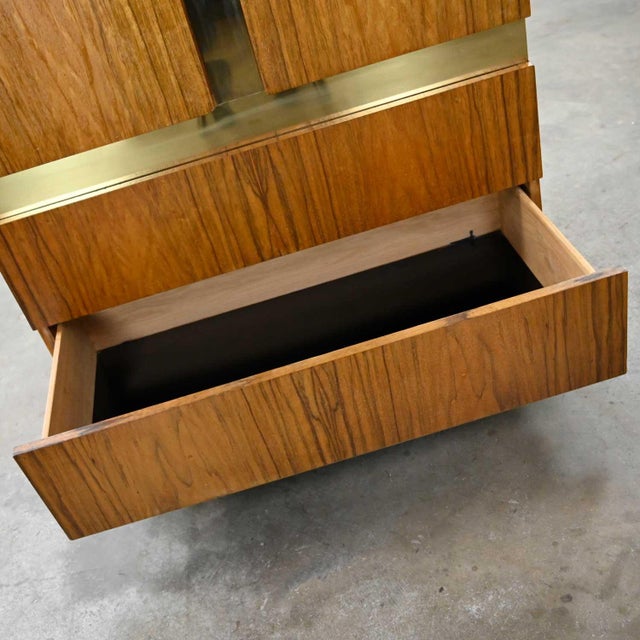 Vintage Modern Rosewood & Brass Plate Wardrobe or Chifforobe by Milo Baughman Thayer Coggin For Sale - Image 15 of 18