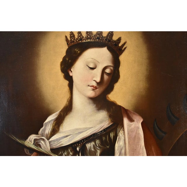Workshop of Guido Reni, Saint Catherine of Alexandria, 1650, Oil on Canvas, Framed For Sale - Image 12 of 15