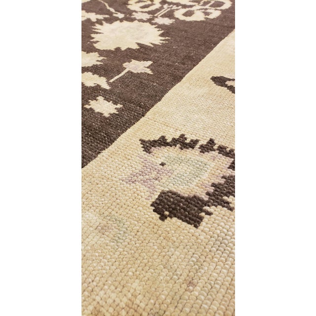 Cream Antique Oushak Carpet, Handmade Turkish Oriental Rug, Beige, Taupe, Charcoal For Sale - Image 8 of 18