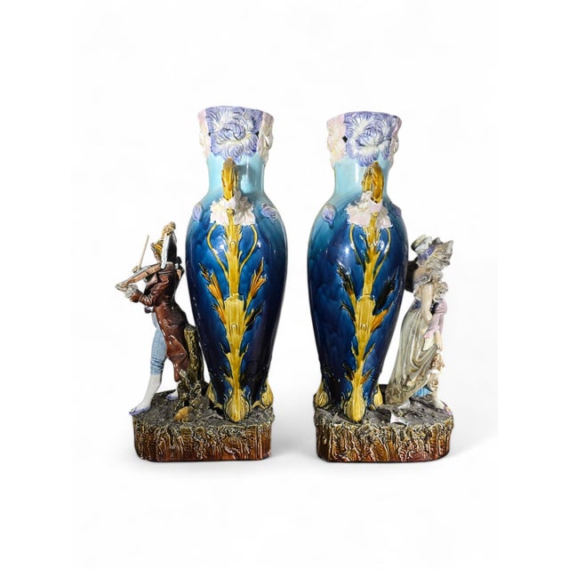 Ceramic Art Nouveau Enamelled Ceramic Vases, 1890, Set of 2 For Sale - Image 7 of 14