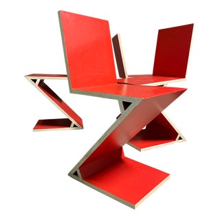 Vintage Zig Zag Chairs, 1980s, Set of 4 For Sale