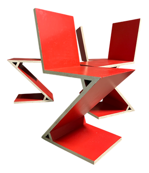 Vintage Zig Zag Chairs, 1980s, Set of 4