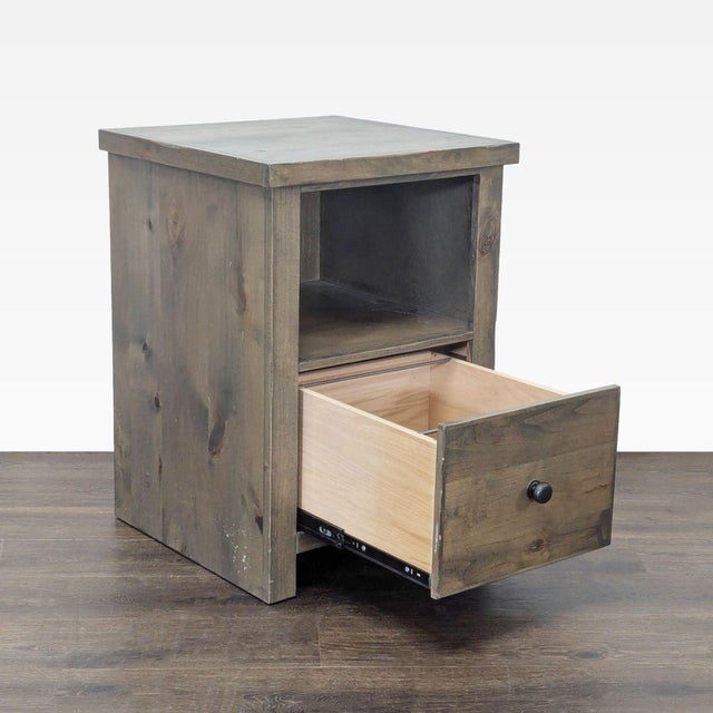 Rustic Legends Furniture Joshua Creek Wooden File Cabinet With Drawer and Open Shelf For Sale - Image 3 of 9