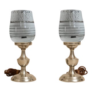 Vintage Chrome Table Lamps, 1950, Set of 2 For Sale