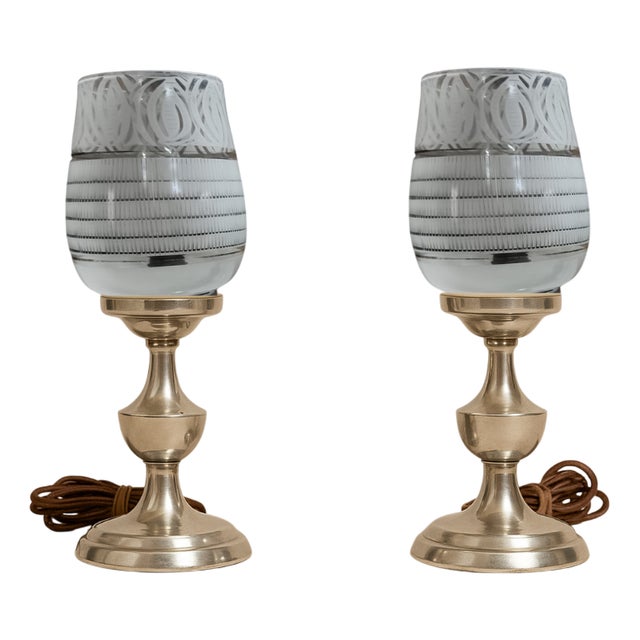 Vintage Chrome Table Lamps, 1950, Set of 2 For Sale