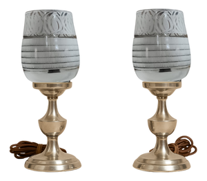 Vintage Chrome Table Lamps, 1950, Set of 2