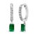 Contemporary 10K White Gold Oval Green Emerald and 1/8 Cttw Diamond Drop Earrings, A Pair For Sale - Image 3 of 5
