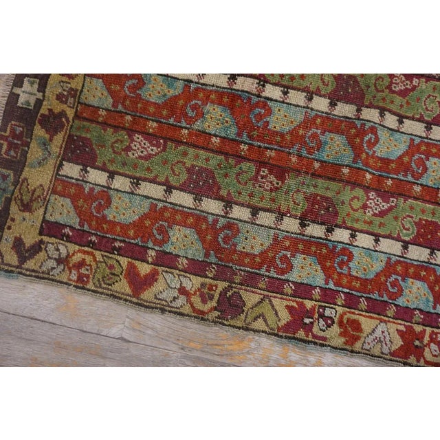 1880s Multicolor Abstract Geometric Antique Turkish Sivas Yastik Carpet Rug For Sale - Image 12 of 18