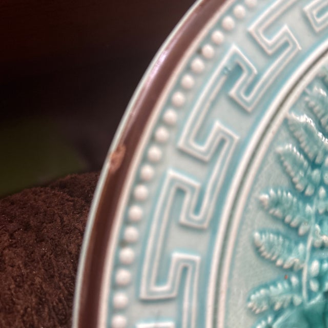 Victorian French Turquoise Majolica Plate Circa 1880 For Sale - Image 3 of 4