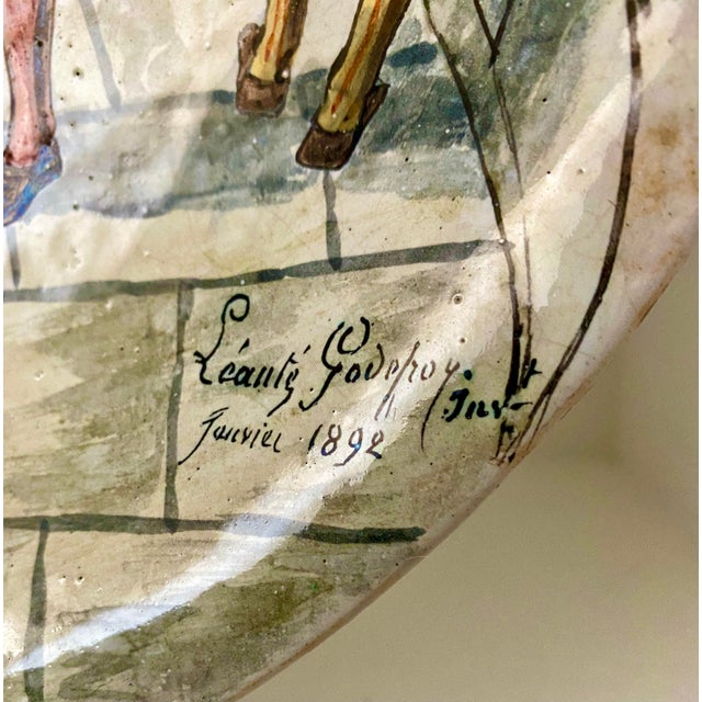 Majolica Earthenware Dish by Liautey Godefroy, 1892 For Sale - Image 3 of 11