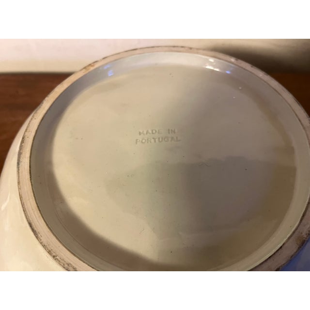 Large Portuguese Majolica Pottery Leaf Centerpiece or Serving Bowl For Sale - Image 13 of 13