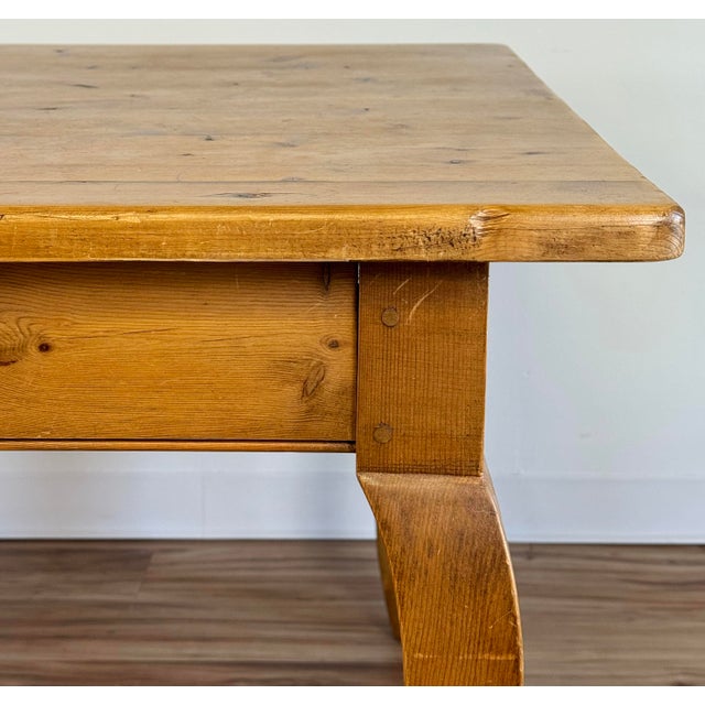 Vintage Farmhouse Style Pine Cabriole Leg Dining Table For Sale - Image 10 of 15