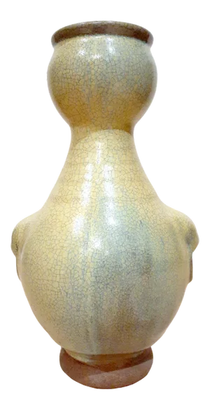 Early 20th Century Chinese Porcelain Guan Yao Beast Eared Vase