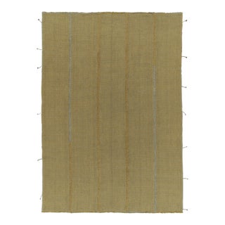 Rug & Kilim’s Contemporary Kilim in Golden-Yellow With Blue Stripes & Accents For Sale