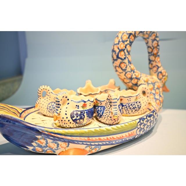 Blue Henriot Quimper Swan Egg Cup Server For Sale - Image 8 of 11