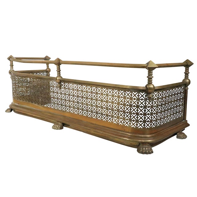 Brass Antique Victorian Brass Fireplace Fender For Sale - Image 8 of 12