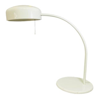 Vintage Mid Century Modern Unique White Heavy Desk Lamp For Sale