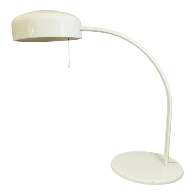 Vintage Mid Century Modern Unique White Heavy Desk Lamp For Sale