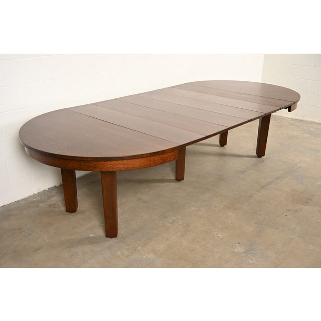 L. & J. G. Stickley Antique Mission Oak Arts & Crafts Extension Dining Table | Newly Refinished For Sale - Image 9 of 17