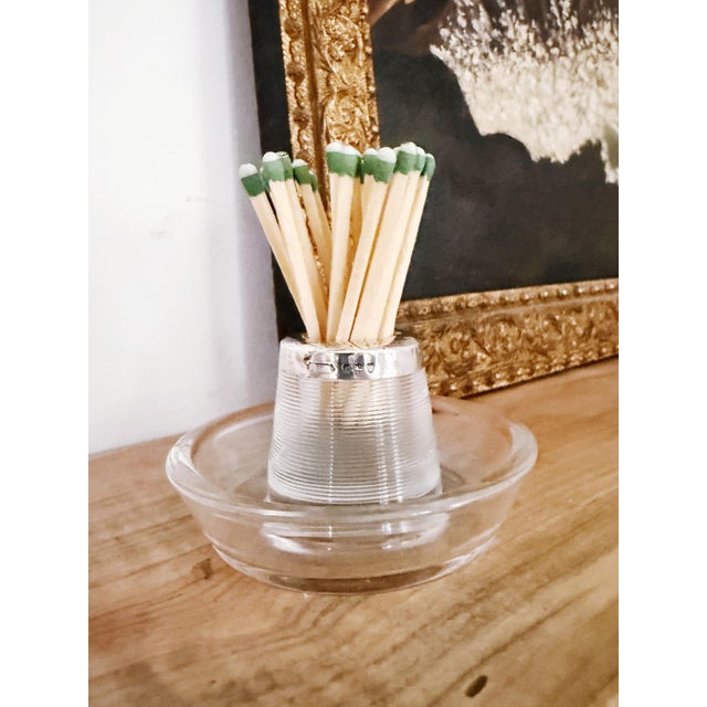 1906 English Sterling Silver and Glass Match Striker For Sale - Image 4 of 6