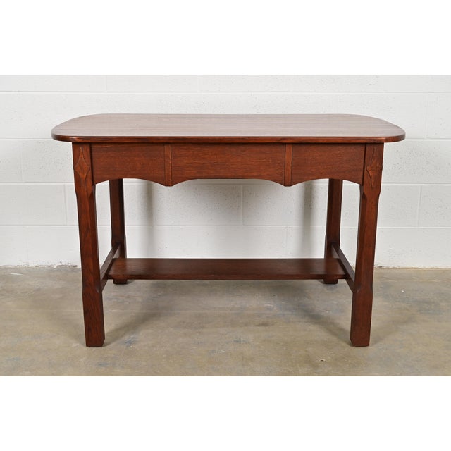 Limbert Antique Mission Oak Arts & Crafts Writing Desk or Library Table, Circa 1910 For Sale - Image 13 of 14